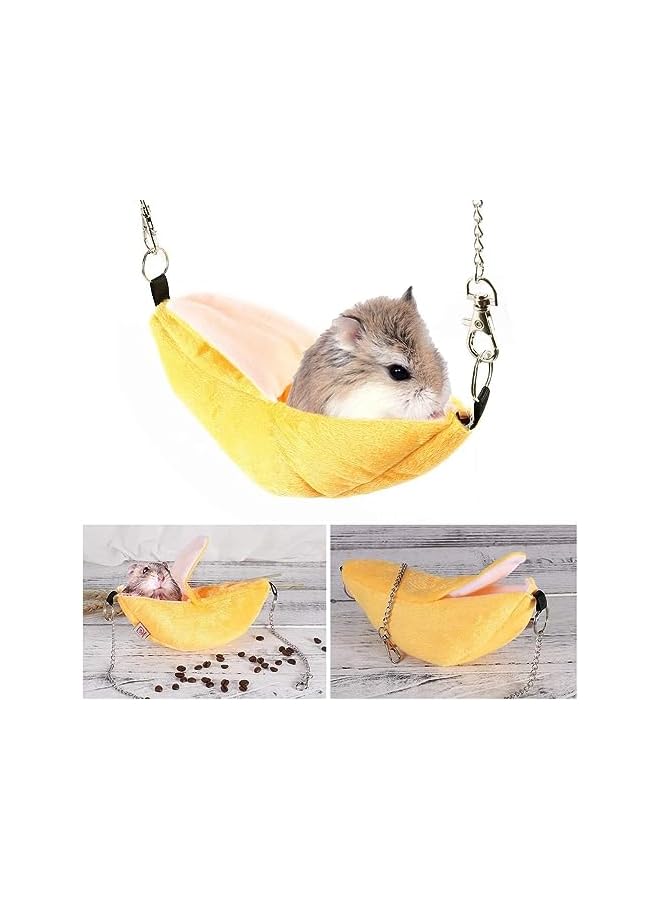Banana Hamster Bed Accessories Hammock Small Animal Warm Bed House Cage Nest, Hamster Ferret Rat Accessories for Sugar Glider Hamster Small Bird Pet (Banana) - Image 4